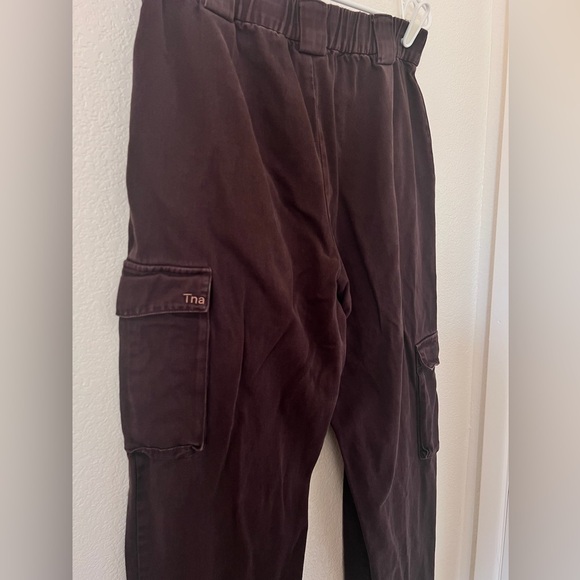 Tna Ladies Large Dark Brown Cargo Pants Straight Leg Utility Pockets Belt Loops - Picture 6 of 12